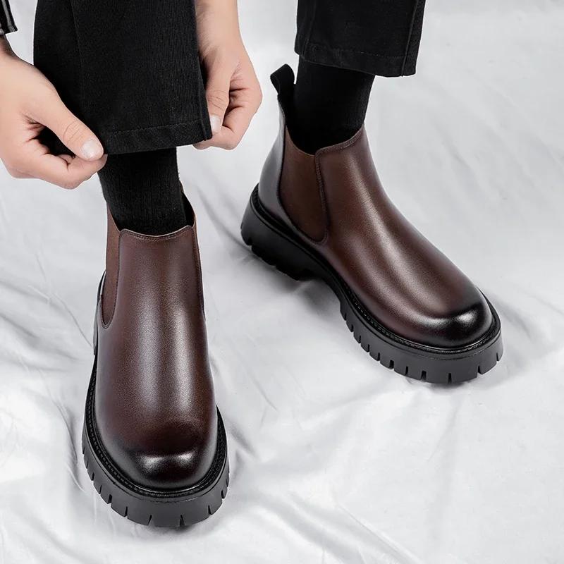 Новые мужские ботинки челси, зимние ботинки челси класса люкс, брендовые ботинки челси ручной работы, красная подошва, квадратный носок, деловые ботильоны для мужчин, деловые туфли-лодочки