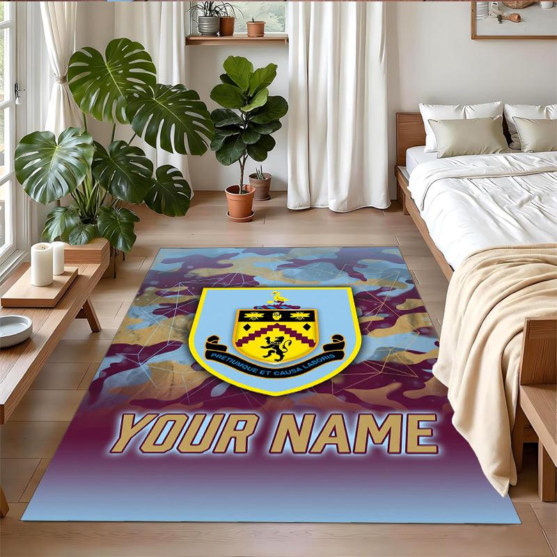Crystal Velvet Rug Custom Name Text, Soft Non Slip Floor Mat Home DecorBurnley Football