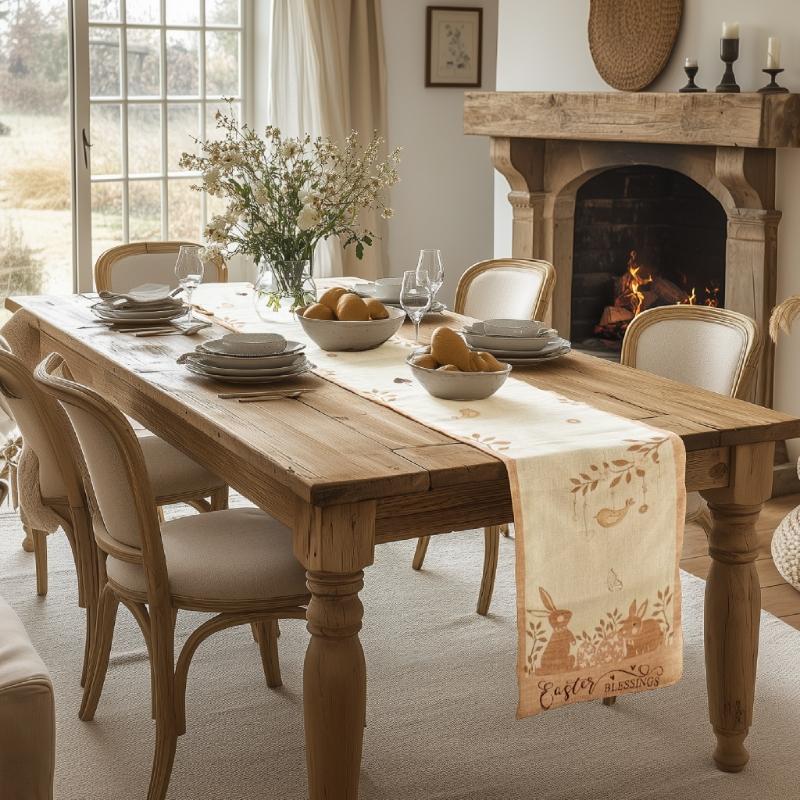 Easter Table Runner, 33X275Cm Bunnies And Eggs