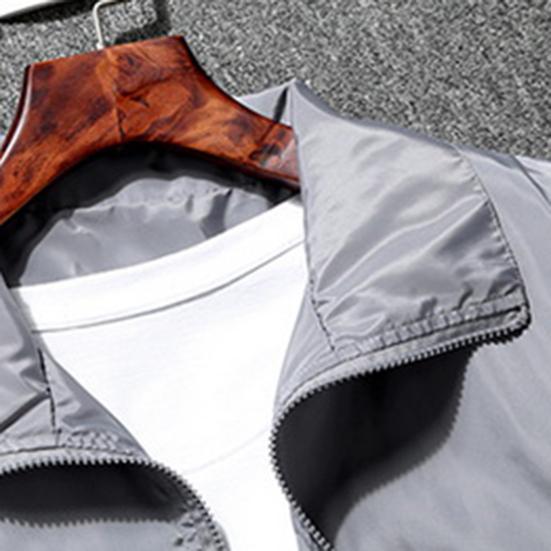 Мужская уличная ветровка с лацканами и длинным рукавом, однотонная куртка с карманами на молнии, весенне-осеннее пальто