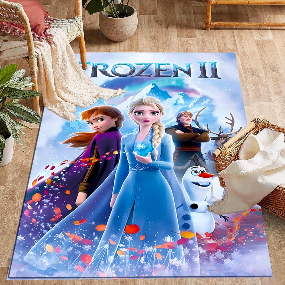 Frozen Adventure Disney Cartoon Theme Anti-Slip Rug - Polyester, Home Decor, Suitable for Bedrooms, Living Rooms, Doorways, and Studios