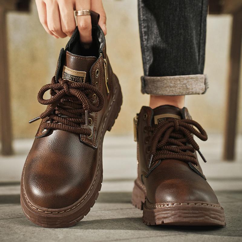 Ботинки Martin мужские осень-зима 2024 года, новые высокие британские ботинки с нескользящей подошвой, водонепроницаемые и износостойкие, средней высоты.