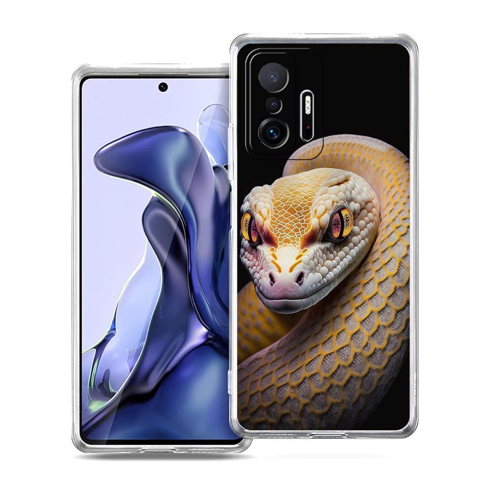 Прозрачный чехол для телефона для Xiaomi Mi 14 13 12 11 Ultra 13T 12T 11T Poco X3 NFC F3 F6 Pro Lite 5G Мягкий ТПУ корпус Змея Новый год