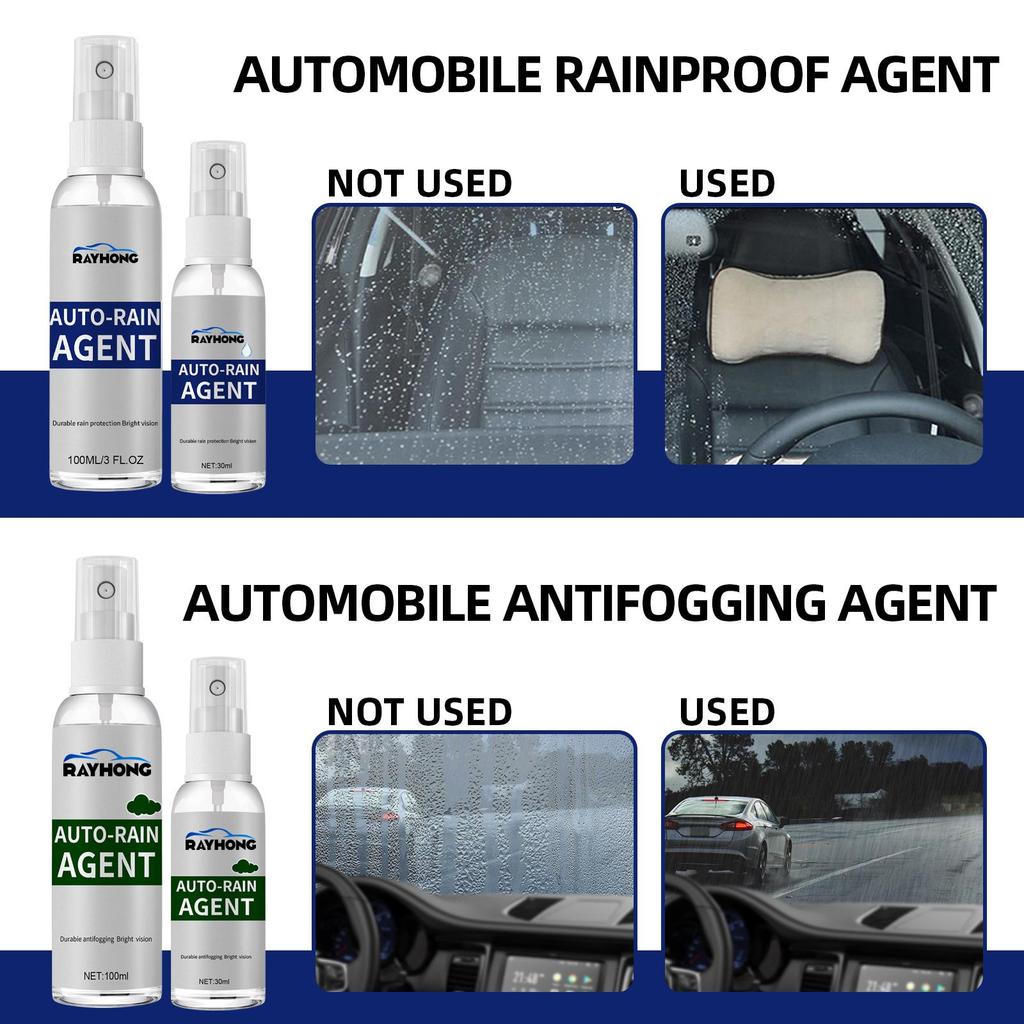 Rayhong Car Rain Repellent, Car Windshield Cleaning and Stain Removal Coating Crystal Rain and Fog Repellent 30ml