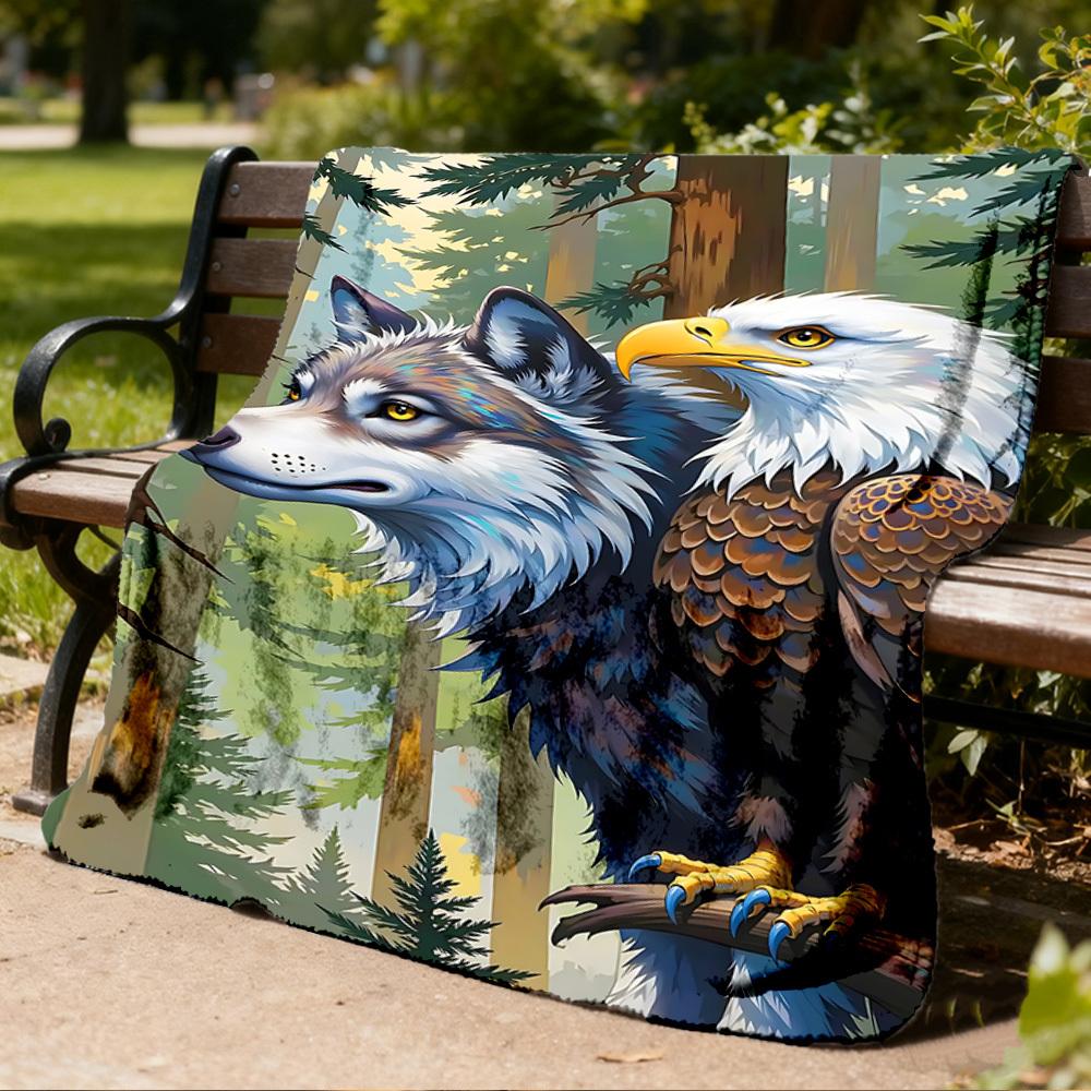1pc Wolf Eagle Outdoor Blanket, Soft And Comfortable Blanket, Casual Warm Outdoor Blanket, Camping Travel Blanket yy251201127