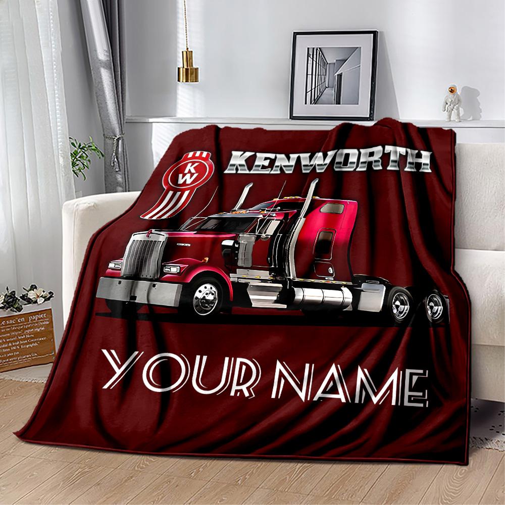 Kenworth Truck Personalized Text Blanket Gift Customizable Blanket Warmthful Decor Throw For Sofa Office Office Chair Livingroom