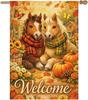 Fall Welcome Funny Cute Horse Garden Ag ,Pumpkin Autumn Maple Leaves Outdoor Yard Decor,Thanksgiving Halloween A IIC