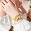 Fashion New Sample Square Arabic Number Small Dial Steel Belt Quartz Watch Golden Color Women's Chain Clock