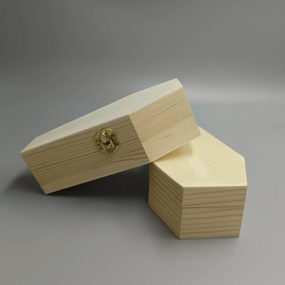 Wooden Flip Lid Coffin Candy Box Goodie Boxes Ring Case Necklace Organizer Jewelry