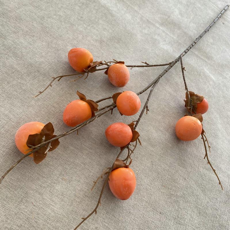 Faux Persimmon Fruit Branch For Home Decor With Foam Painted Berries