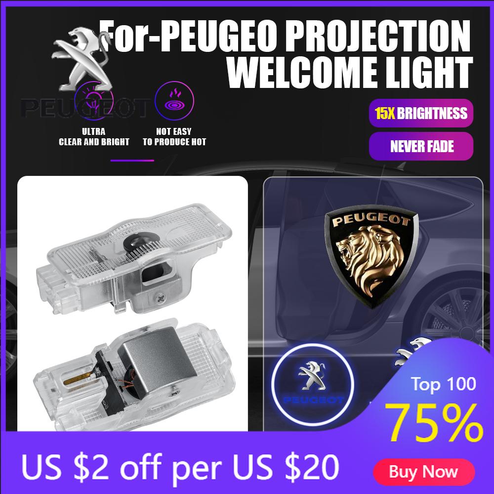 2026 Hot Car Sticker 2Pcs LED Car Door Welcome Light Wireless Projector Lamp Car Decoration Accessories For Peugeot 407 508 201
