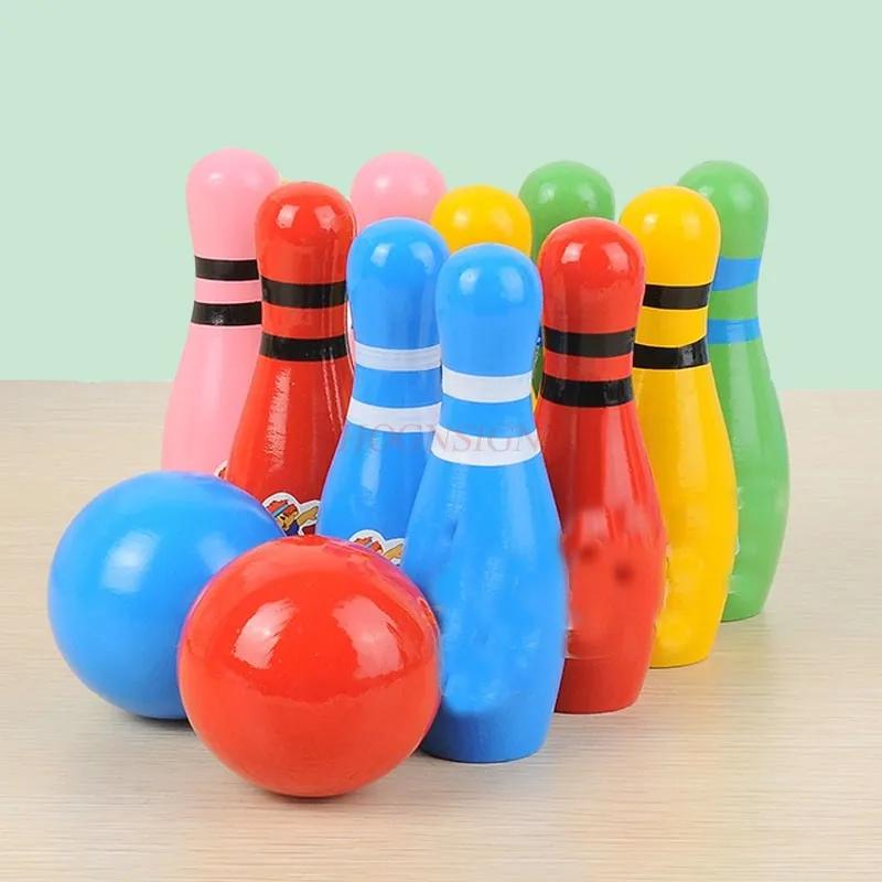 Детские деревянные игрушки для боулинга Мультяшные животные Боулинг Спортивный набор для малышей Для дома и улицы