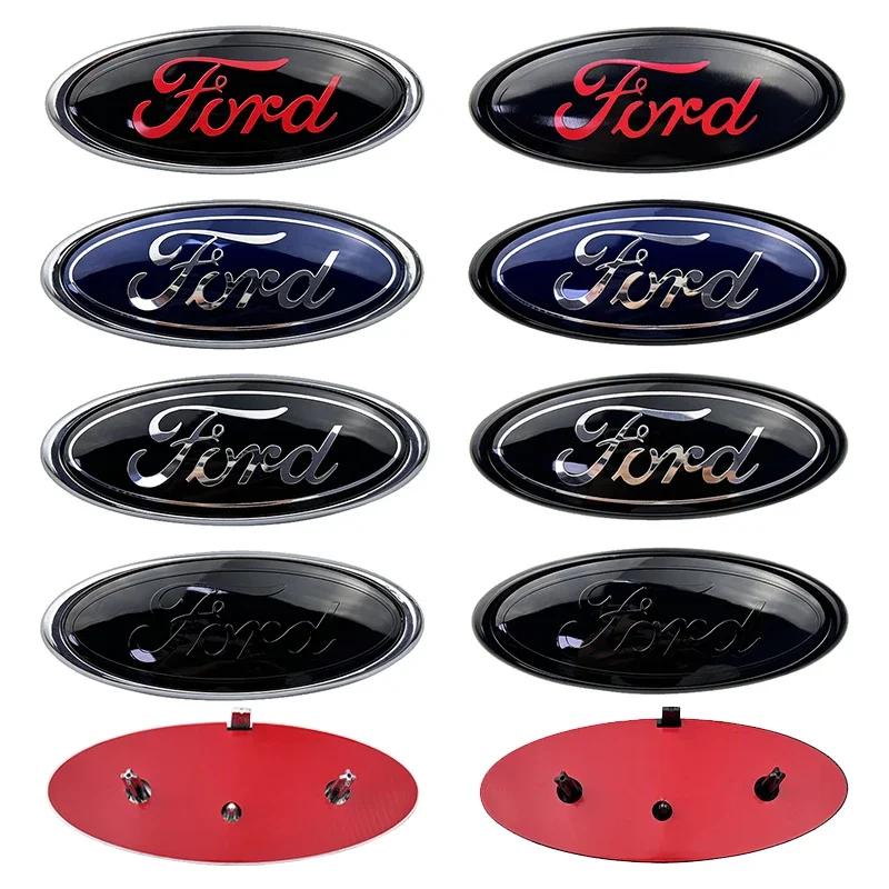 Car Sticker 14.6x5.7cm Emblem Car Front Cover Grille Badge for Ford Kuga Focus Ranger Mustang Mondeo Fiesta Explorer Transit Acc
