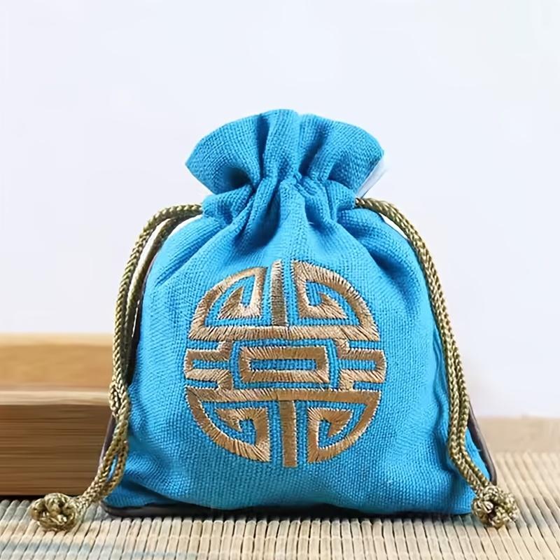 Vintage Style Embroidered Cotton Blend Jewelry Bag Bracelet, Bead and Small Item Storage Bag, Traditional Chinese Design