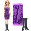 Модное платье для куклы Блестящее платье для куклы 30 см 11,5'' Мини-платье с пайетками с туфлями на высоком каблуке Сапоги Детские игрушечные аксессуары Подарок