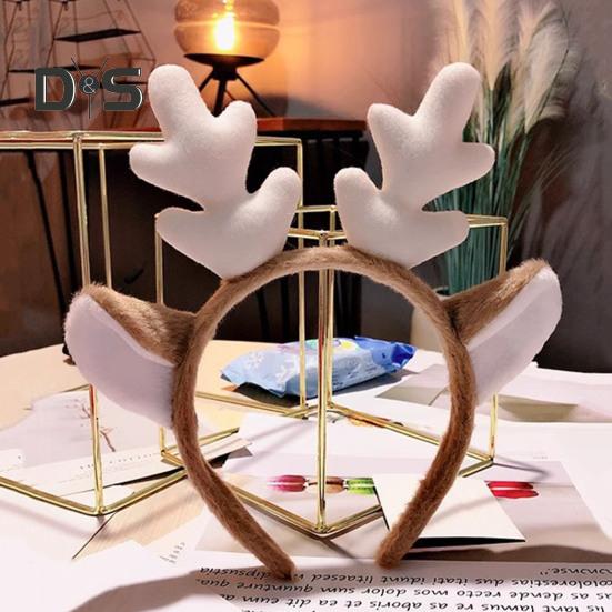 Рождественская повязка на голову с ушками оленьих рогов, универсальный рождественский аксессуар для волос для взрослых и детей, праздничный костюм