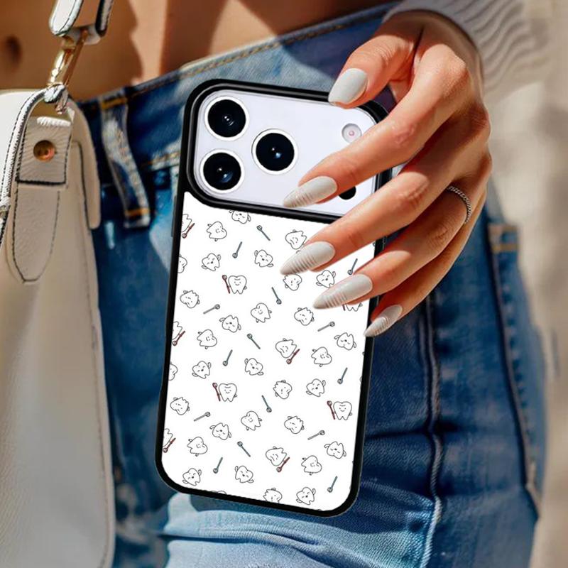 Милый чехол для телефона с зубами и дантистом Для iPhone 17 Air 14 15 13 12 Max Чехол Для Apple 14 15 16 16e 11 Pro Max Plus