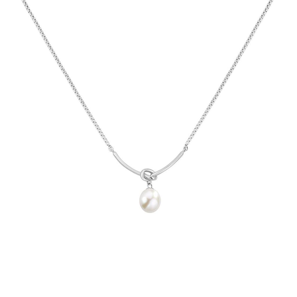 Жемчужное ожерелье с узлом из стерлингового серебра 925 пробы для женщин летом, легкая роскошь, ощущение высокого класса, цепочка на ключицу нишевого дизайна