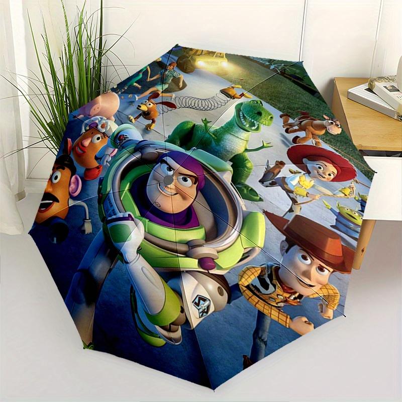 Toy Story,Pixar Automatic Folding Umbrella - Simple 8-Rib Design, Bright Cartoon Pattern, Durable Iron Frame, Suitable For Travel, Outdoor,