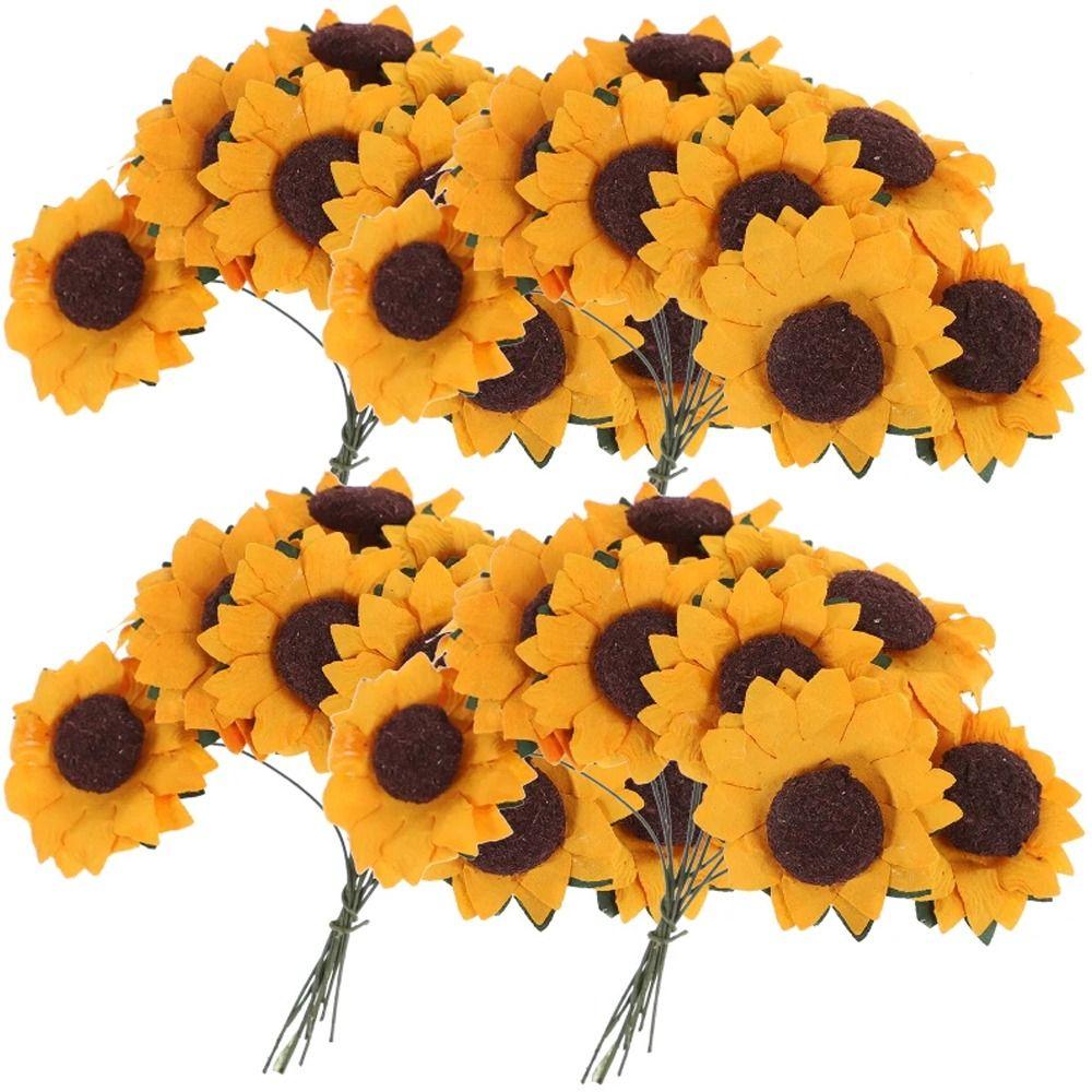 100pcs Handmade Artificial Sunflower Paper Flower Realistic Fake Flower  Wedding