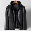 Кожаная куртка мужская красивая повседневная кожаная куртка с капюшоном для папы среднего возраста осенне-зимняя мужская куртка из овчины