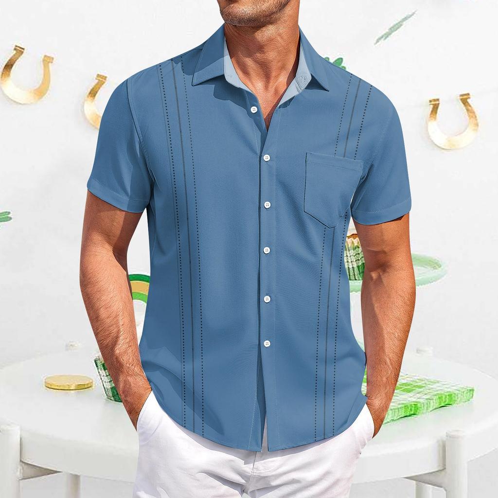 Men's Casual Short-sleeved Shirt Slim Fit Stylish Men's Hawaiian Print