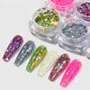 6 цветов, светоотражающие блестки для ногтей, двойной эффект, вспышка, блестящая пудра, блестки, супер блестящие украшения для дизайна ногтей