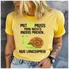 Unisex 100% Polyester Casual T-Shirt Cute Cartoon Print Loose round Neck Short Sleeve Summer Fashion Top