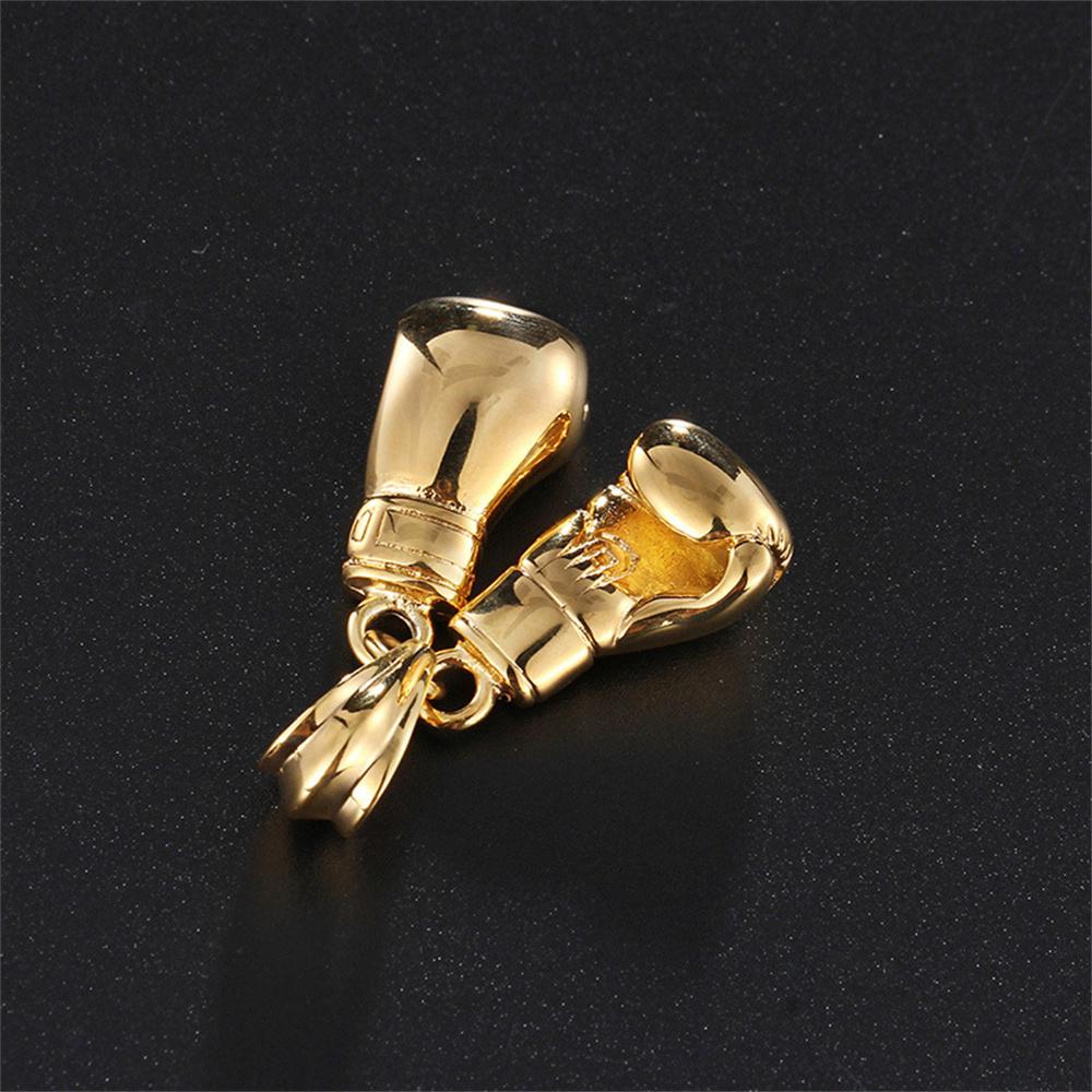 Hip Hop Pair Boxing Glove Pendant Gold Color Stainless Steel Sports Fitness Necklace For Women Men Fashion Cool Jewelry Gift