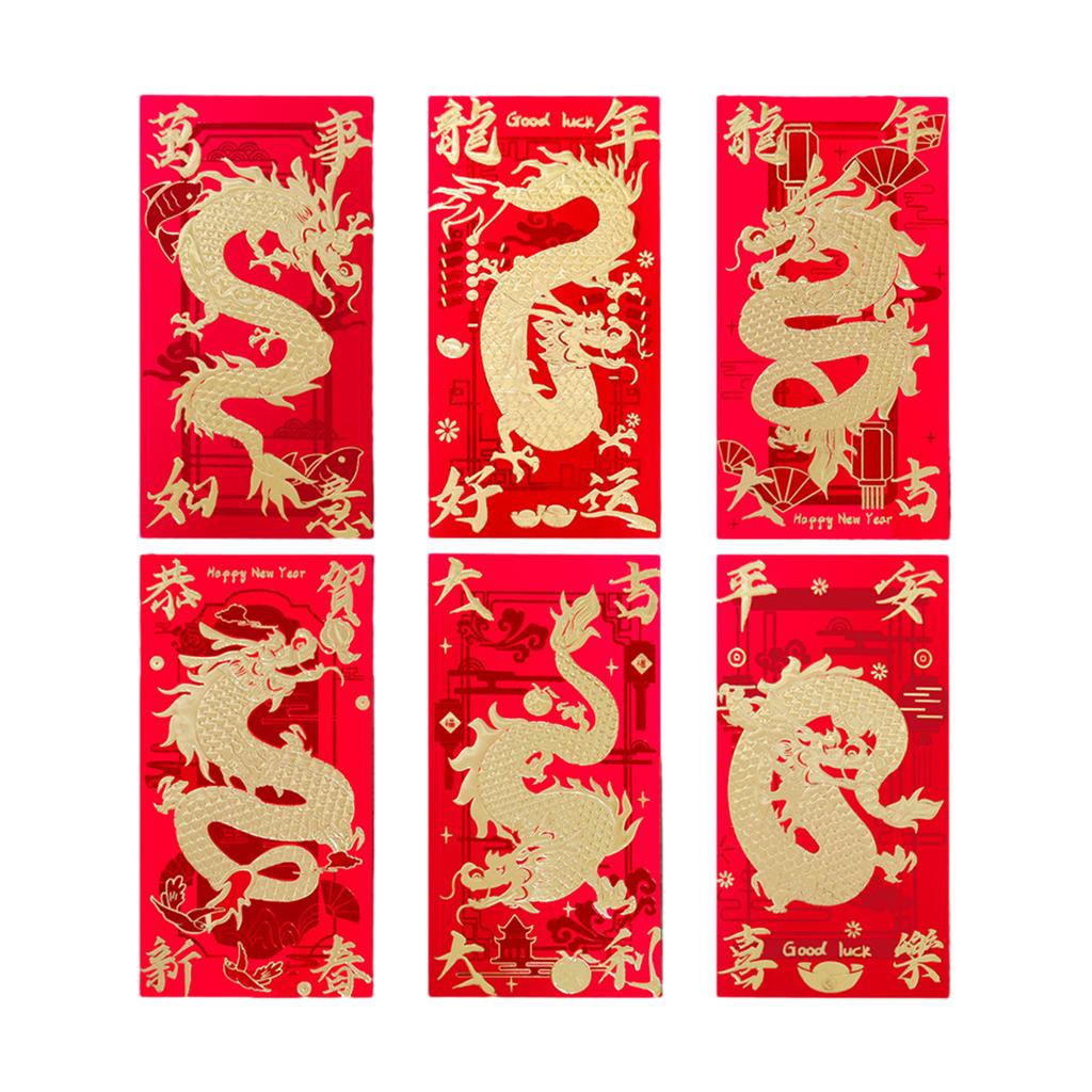 6 упаковок/лот китайские красные конверты традиционные для лунного Нового года компактные и легкие премиум
