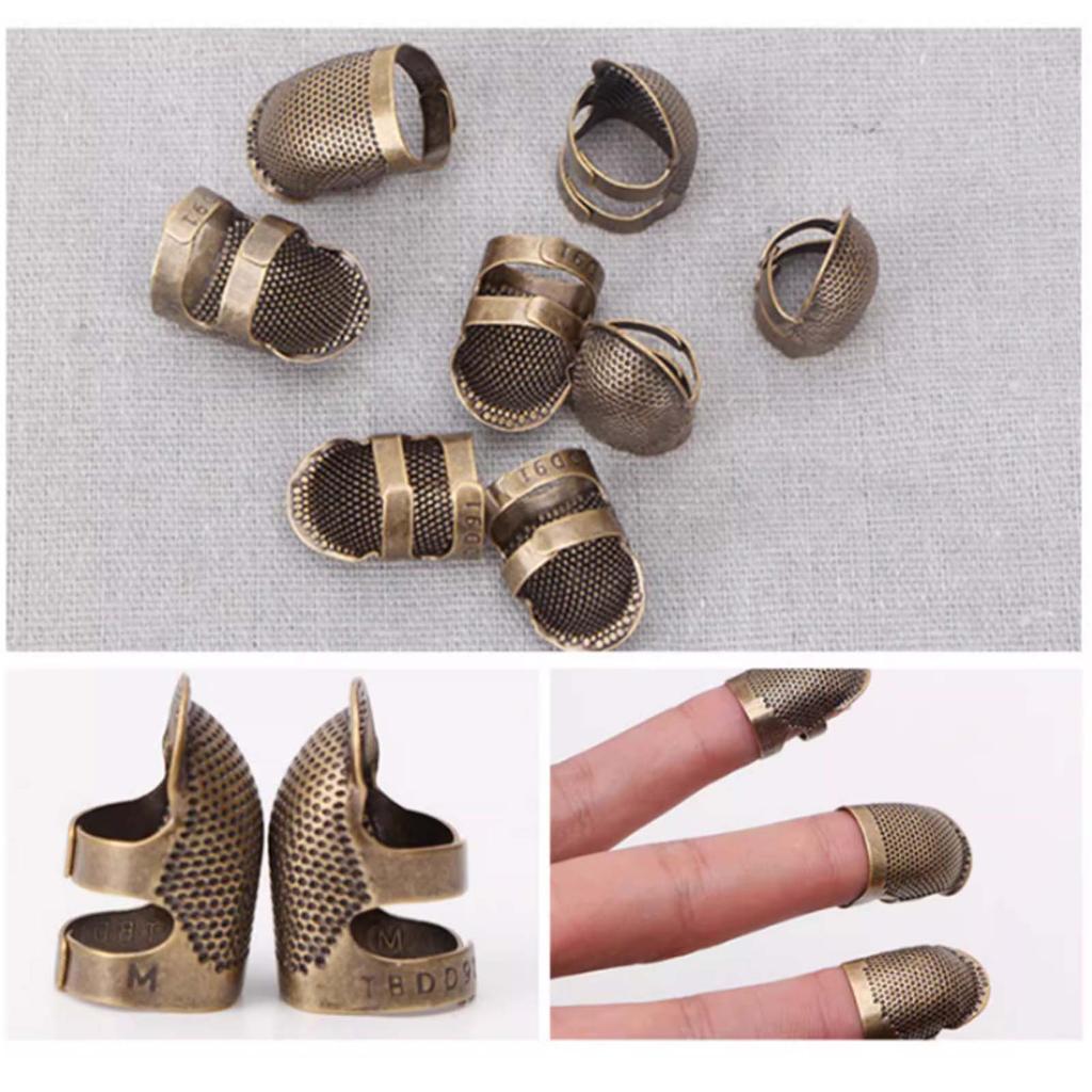 Adjustable Metal Thimble for Hand Sewing, Antique Bronze Finger Protector Ring - Embroidery Craft DIY Accessories