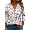 Women's T Shirt Tee Print Button  3/4 Sleeve Daily Weekend Fashion Basic V- Neck Regular Top