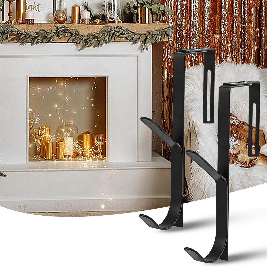 Fireplace Garland Hanger 2 Pieces Fireplace Stocking Hanger Christmas Decoration Adjustable Hooks For Retail Store Display