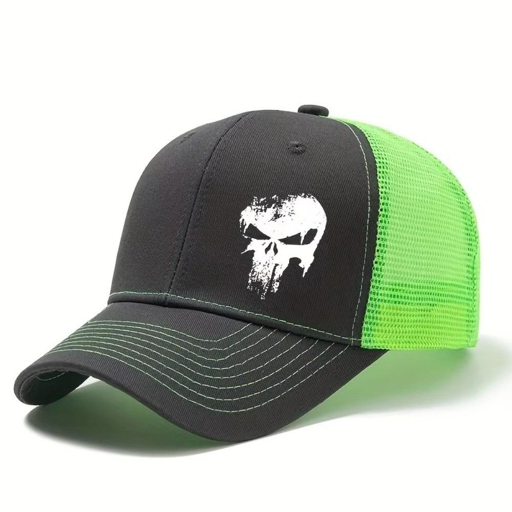 Unisex Printed Skull Cap Mesh Curved Brim Hat Classic Baseball Cap Outdoor Summer