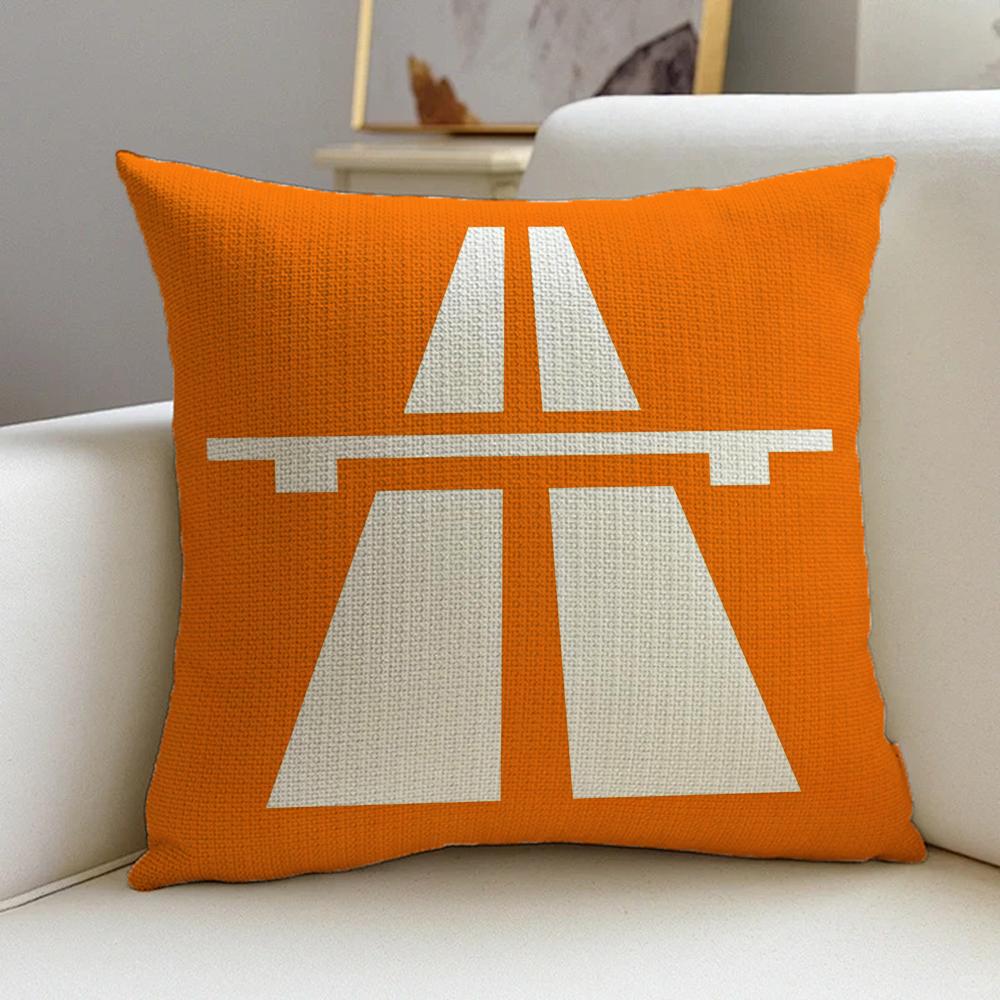 1P- German Autobahn Sign Prints Cushion Cover Natural Linen Pillowcase Set, All-In-One Decor For Sofa, Bedroom & Chair