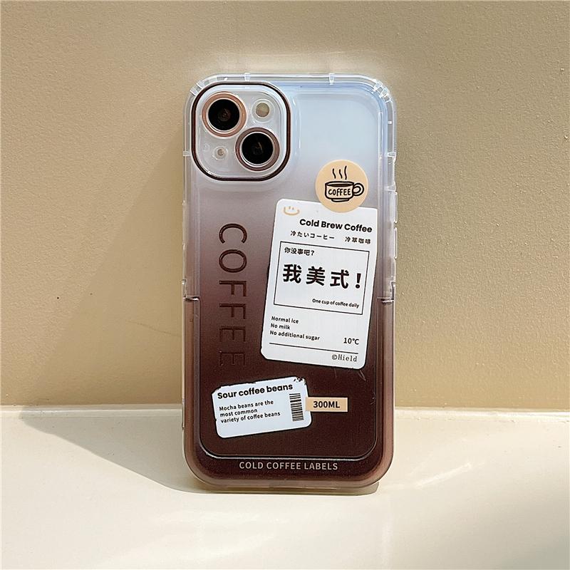 Ins Label Coffee Невидимый держатель-подставка Противоударный чехол для Iphone 13 12 11 14 Pro Max 14 Plus Милый чехол