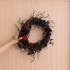 Halloween Wreath Dead Branch Garland Spooky Realistic Simulation Flower Black Decorative Wreath Door Hanging Festive Rattan Ring