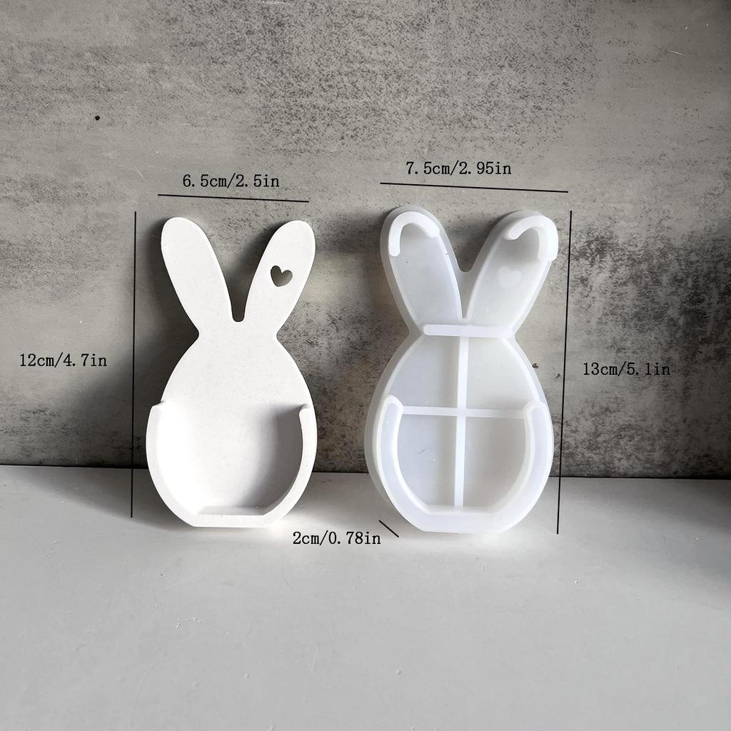 DIY Easter Rabbit Egg Flower Basket Silicone Mold Wall Pendant Plaster Drip Mold for Home Easter Party Decoration