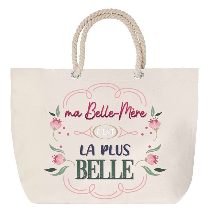 Sac de plage - PLANETEE - Belle-Mère la plus belle - Anse corde - Grand format - Coton multicolore