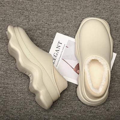 Зимние тапочки 2025 года из хлопка для мужчин и женщин, плюс флис, нескользящая обувь на каблуке, хлопковая обувь для дома, тапочки на плоской подошве для женщин