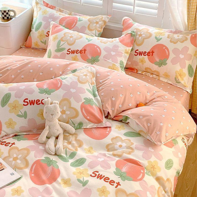 Комплект из четырех простыней, постельное белье, пододеяльник из стираного хлопка с пескоструйной обработкой, простыня, односпальное одеяло для спальни, комплект из трех предметов