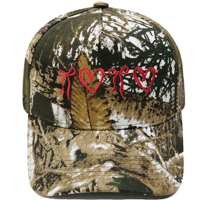 New butterfly love knot truck driver hat embroidery retro leopard print color matching baseball cap European beautiful woman leisure
