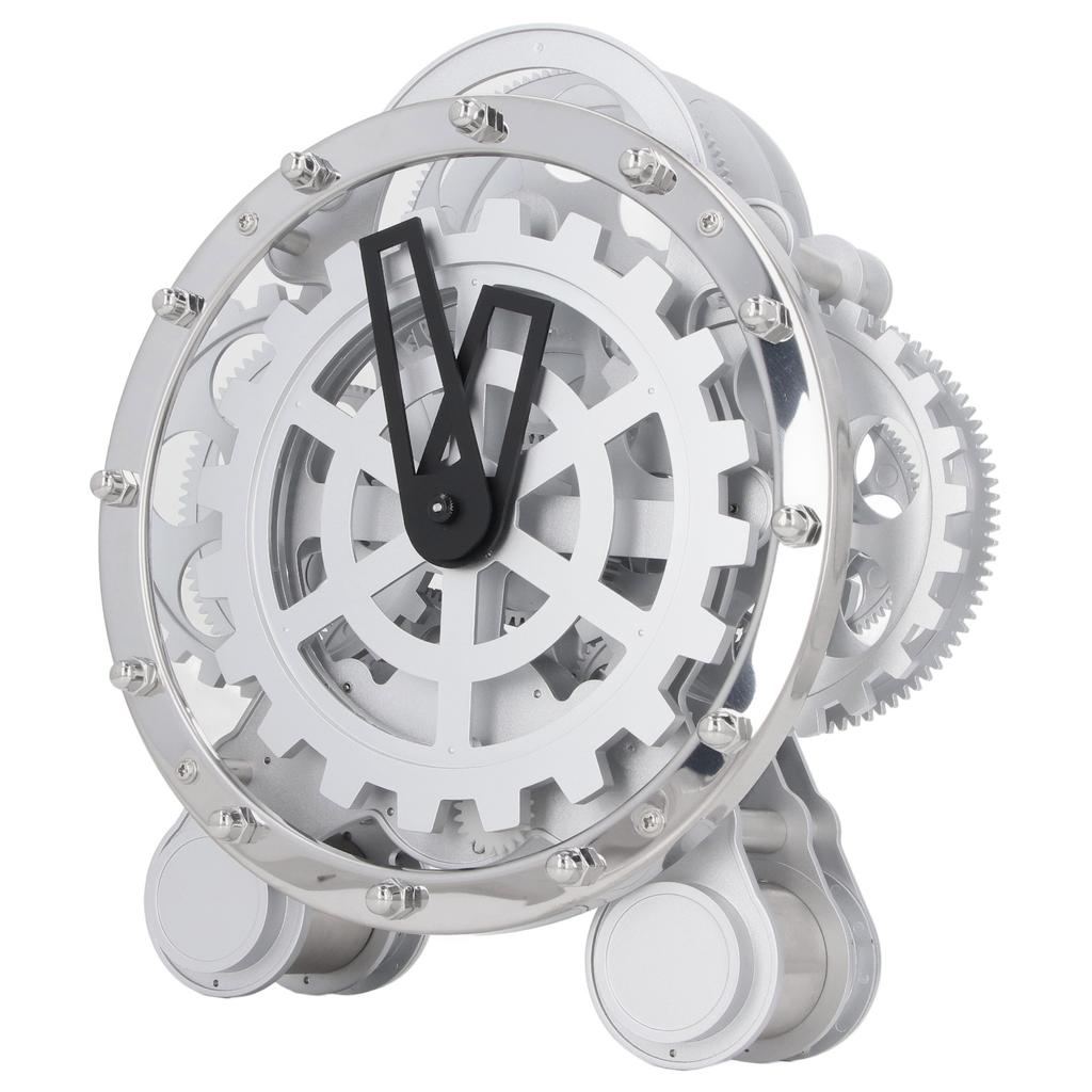 Шестереночные часы Двойная подставка Шестеренки Вращающиеся часы Нержавеющая сталь Винтажный Индустриальный Механические