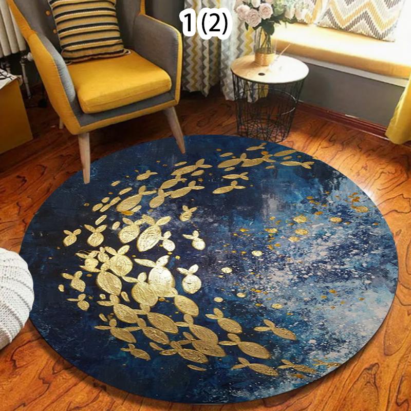Ocean Fish Pattern Carpet Mat Rug Home Decoration Deep Blue Golden Fish Floor Mat Kitchen Hallway Indoor Outdoor Decorative