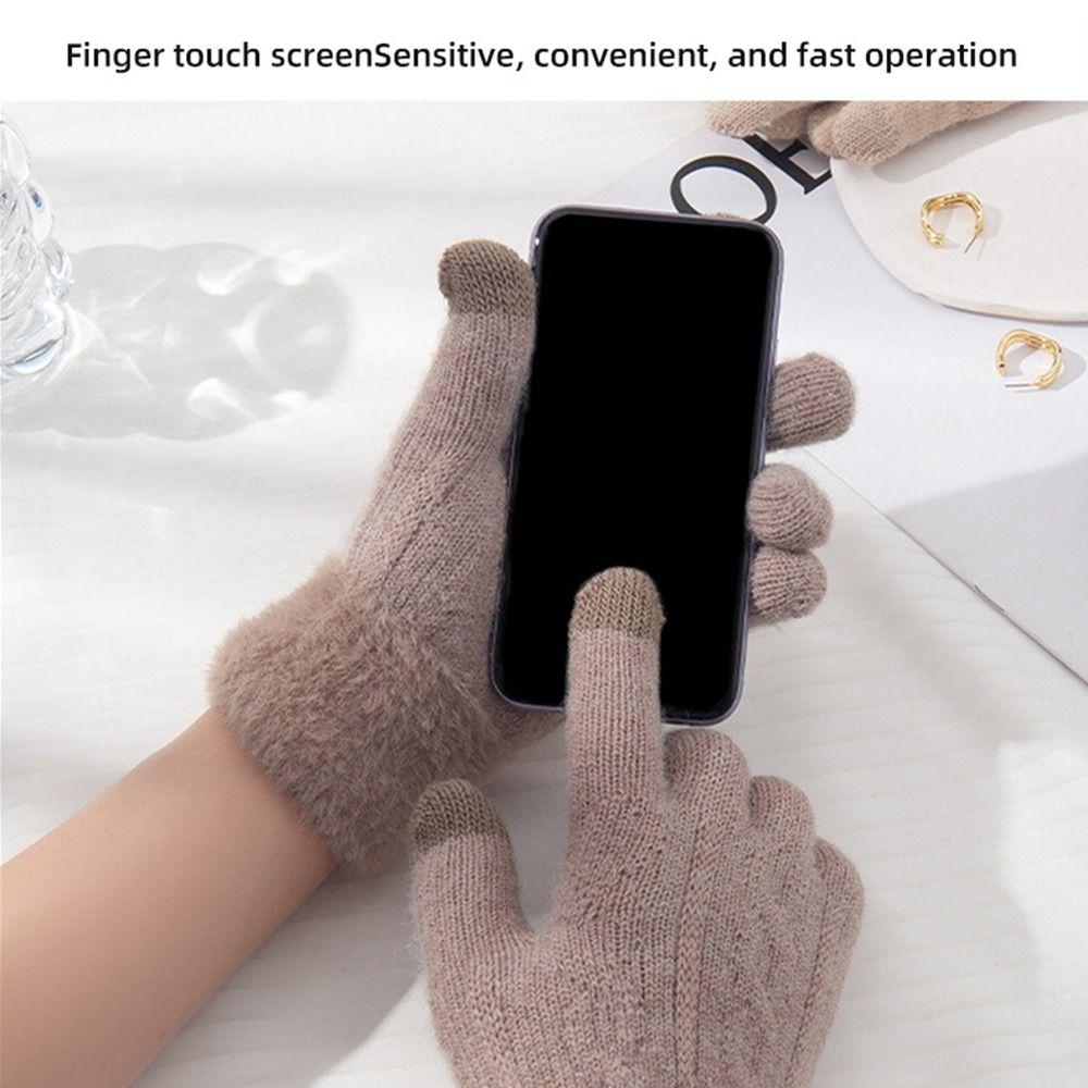 Windproof Warm Gloves Touch Screen Short Mittens Fashion Knitted Gloves  Autumn Winter
