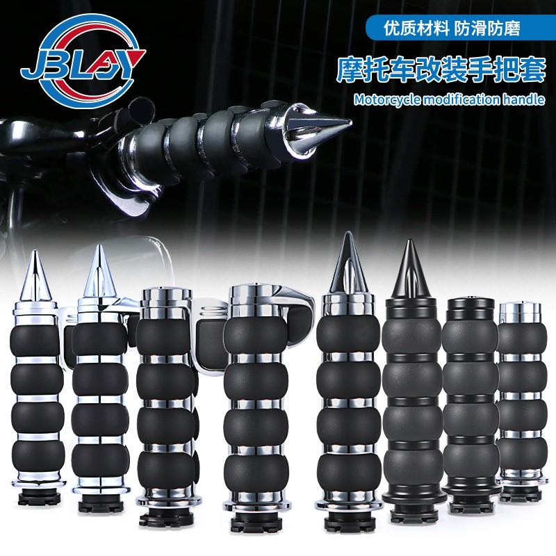 Aluminum CNC Motorcycle Handlebar Grips Harley 25mm Flat Tapered Types Anti-Slip Throttle Assist Grip Cover