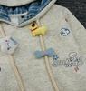 Hooded Spring and Autumn Embroidered Thin Cartoon Plus Velvet Thickened Trendy Student American Heavy Coat Loose Version Hoodie