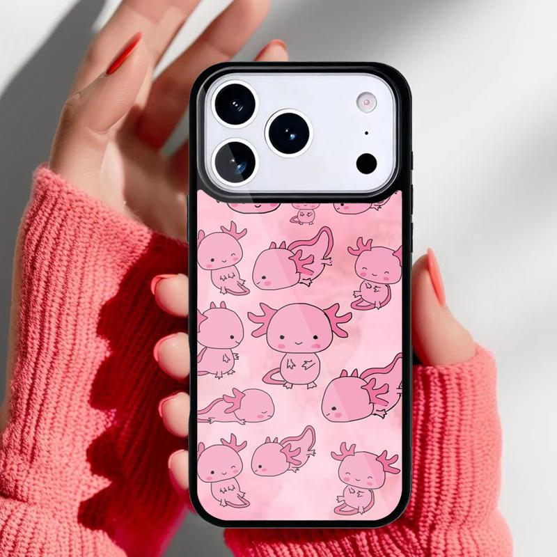 kawaii axolotl pattern Phone Case for iPhone 17 16 15 14 13 Pro Max Back Cover for 12 11 Pro Coque