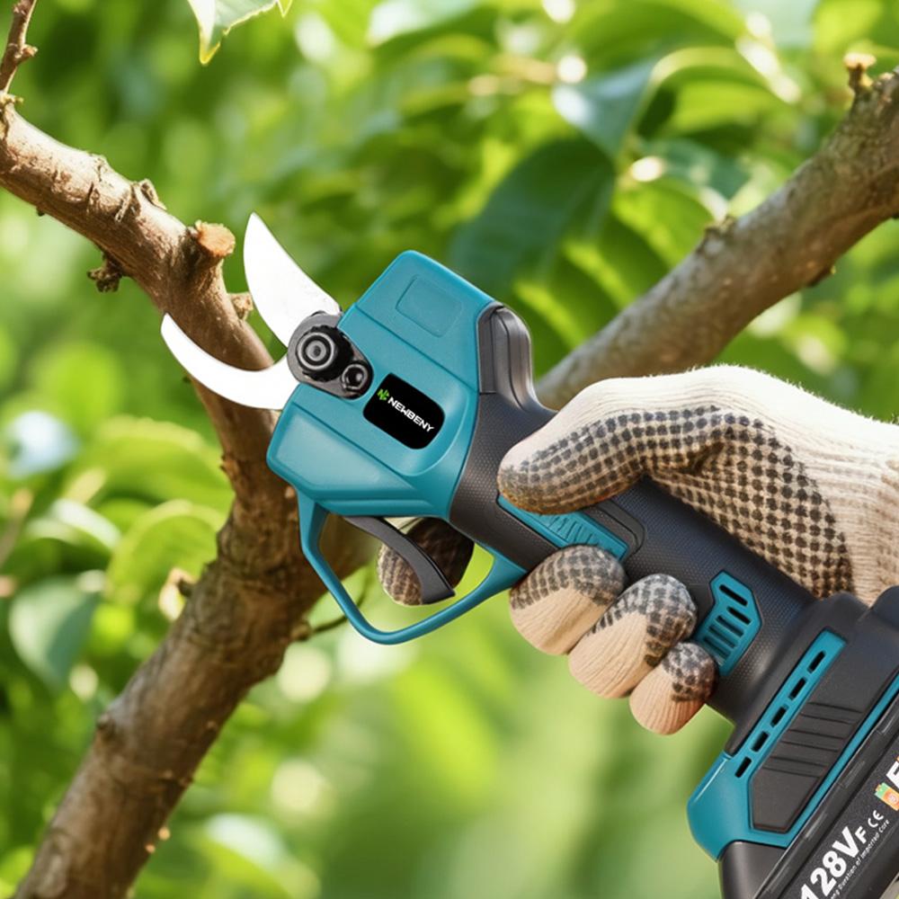 Newbeny 2 Gears 30mm Electric Pruner Shear Fruit Tree Bonsai Cordless Pruning Scissors Power Tools For Makita 18V Battery Pin