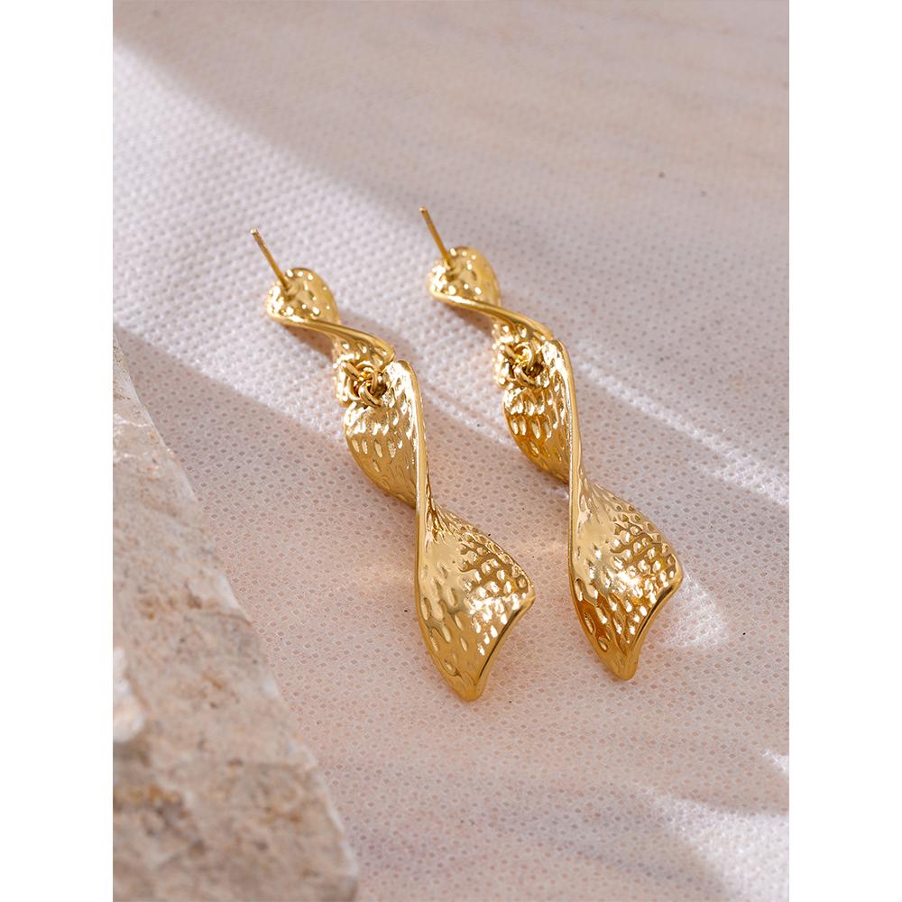 Yhpup Trendy Stainless Steel Hammer Large Geometric Drop Earrings Women Fashion Statement Fashion Jewelry Waterproof